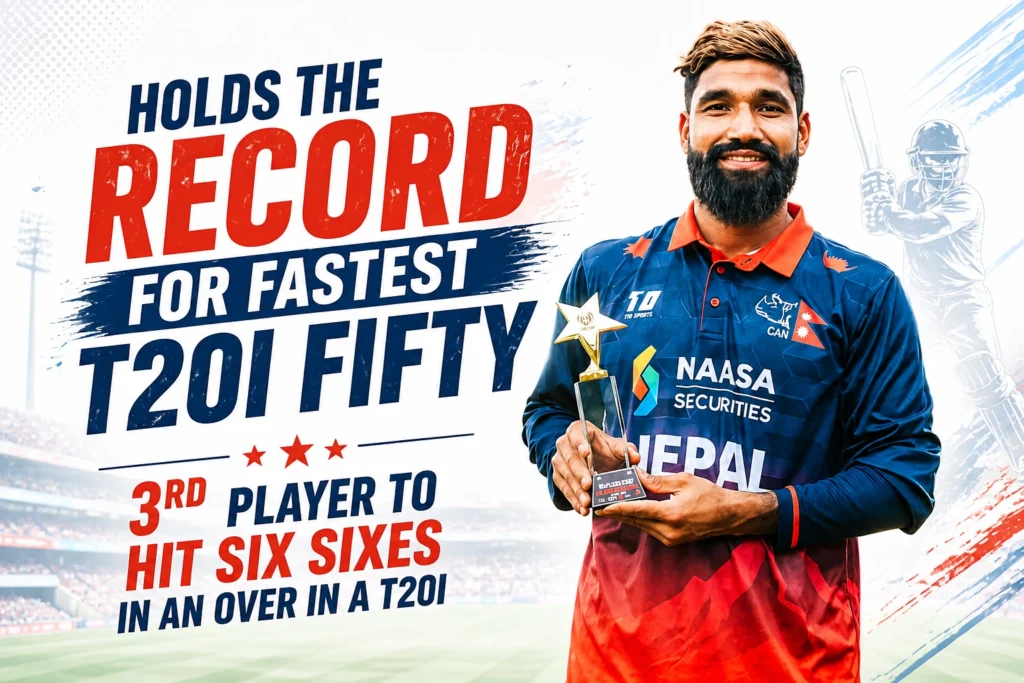 Dipendra Singh Record Fastest T20 fifty and Six Sixes in over